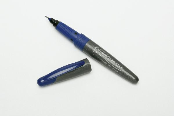 Image of SKILCRAFT® Permanent Impression Marker, Ultra Fine Point, Blue Ink