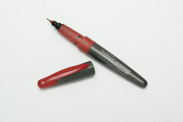 Image of SKILCRAFT® Permanent Impression Marker, Ultra Fine Point, Red Ink