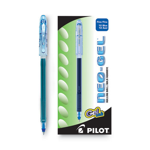 Image of Pilot® 14002 Neo-Gel Gel Pen, Stick, Fine 0.7 mm, Blue Ink, Translucent Blue Barrel, Dozen