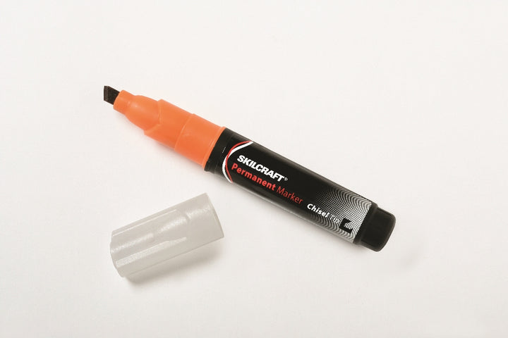 Image of SKILCRAFT® Large Permanent Marker, Chisel Tip, Orange Ink