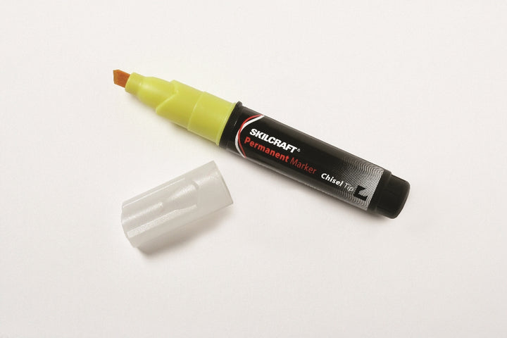 Image of SKILCRAFT® Large Permanent Marker, Chisel Tip, Yellow Ink, Case of 36 Dozen