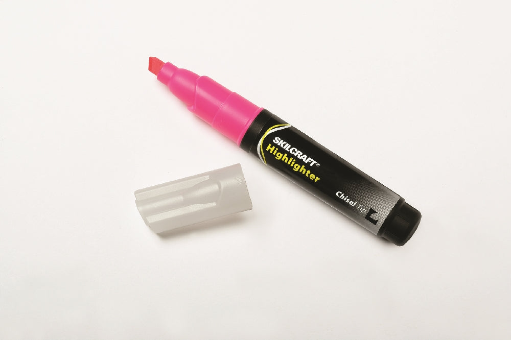 Image of SKILCRAFT® Large Fluorescent Highlighter, Pink Ink, Case of 36 Dozen