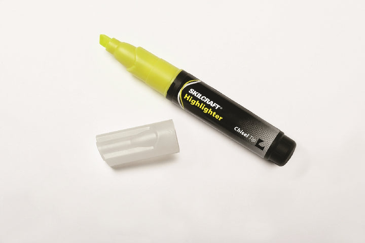 Image of SKILCRAFT® Large Fluorescent Highlighter, Fluorescent Yellow Ink, Case of 36 Dozen