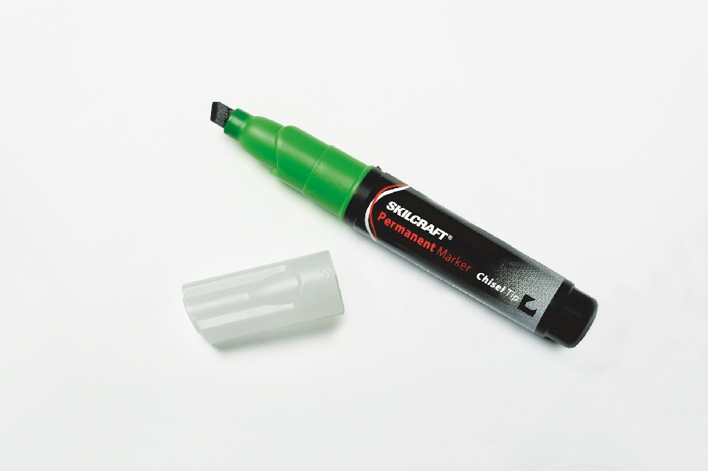 Image of SKILCRAFT® Large Permanent Marker, Chisel Tip, Green Ink