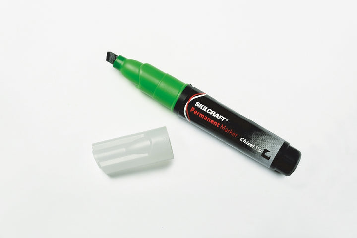 Image of SKILCRAFT® Large Permanent Marker, Chisel Tip, Green Ink