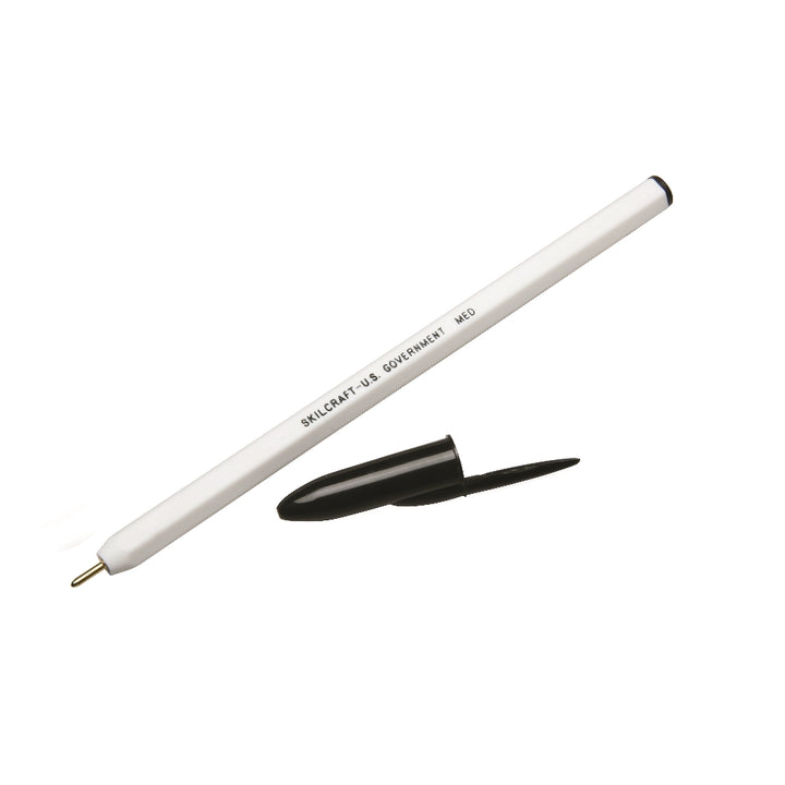 Image of SKILCRAFT® Stick Pen, Hexagonal Barrel, Black Ink, Medium Point, Case of 12 Dozen