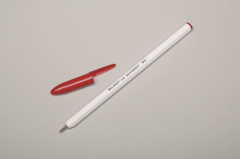 Image of SKILCRAFT® Stick Pen, Hexagonal Barrel, Red Ink, Medium Point, Case of 12 Dozen