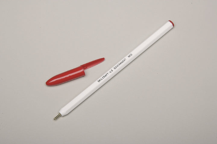 Image of SKILCRAFT® Stick Pen, Hexagonal Barrel, Red Ink, Medium Point, Case of 12 Dozen