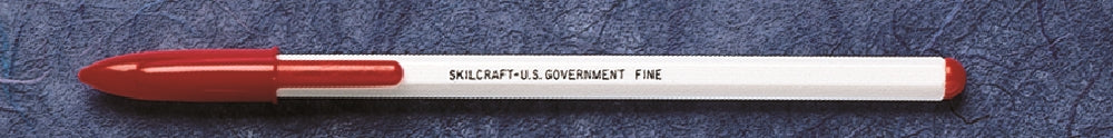 Image of SKILCRAFT® Stick Pen, Hexagonal Barrel, Red Ink, Fine Point, Case of 12 Dozen