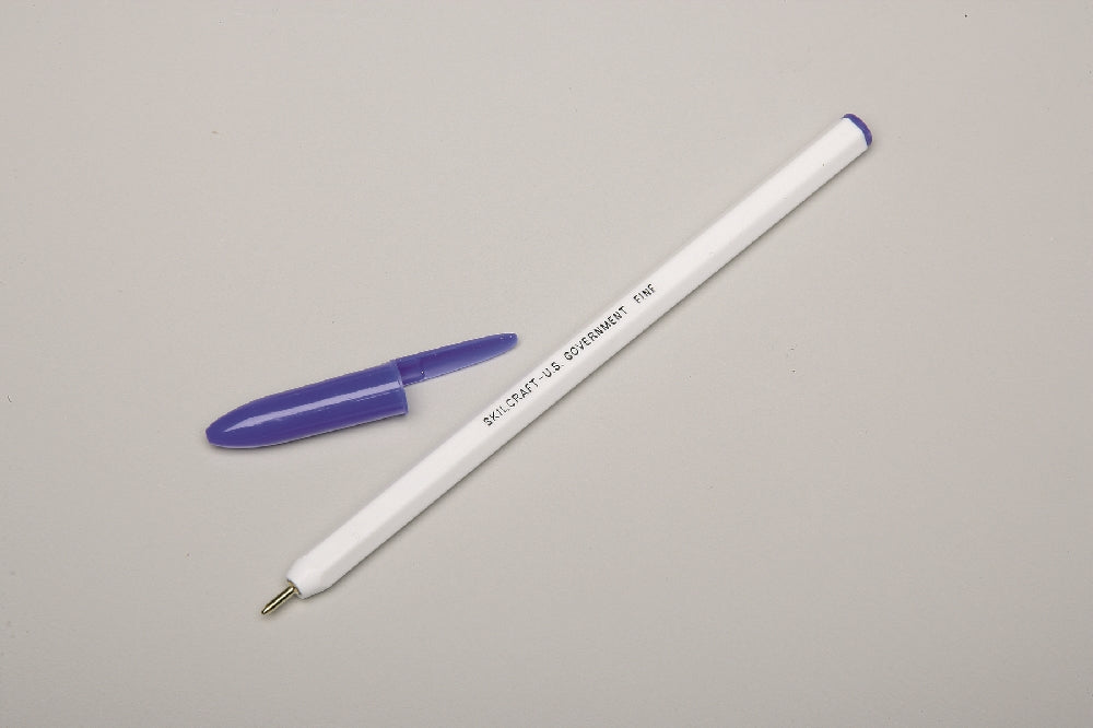 Image of SKILCRAFT® Stick Pen, Hexagonal Barrel, Blue Ink, Fine Point, Case of 12 Dozen