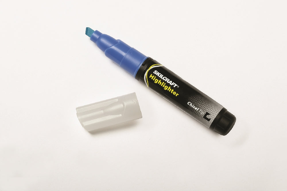 Image of SKILCRAFT® Large Fluorescent Highlighter, Blue Ink, Case of 36 Dozen