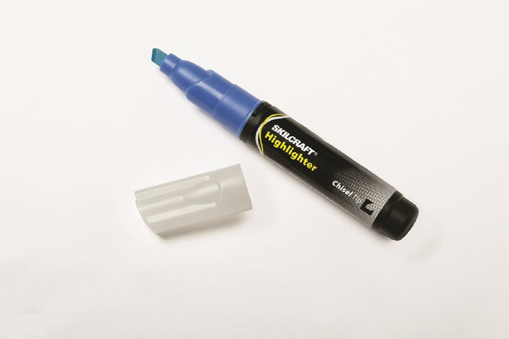 Image of SKILCRAFT® Large Fluorescent Highlighter, Blue Ink, Case of 36 Dozen