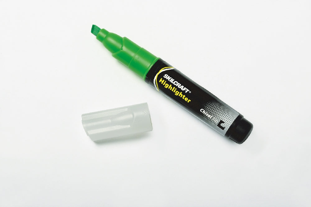 Image of SKILCRAFT® Large Fluorescent Highlighter, Green Ink, Case of 36 Dozen