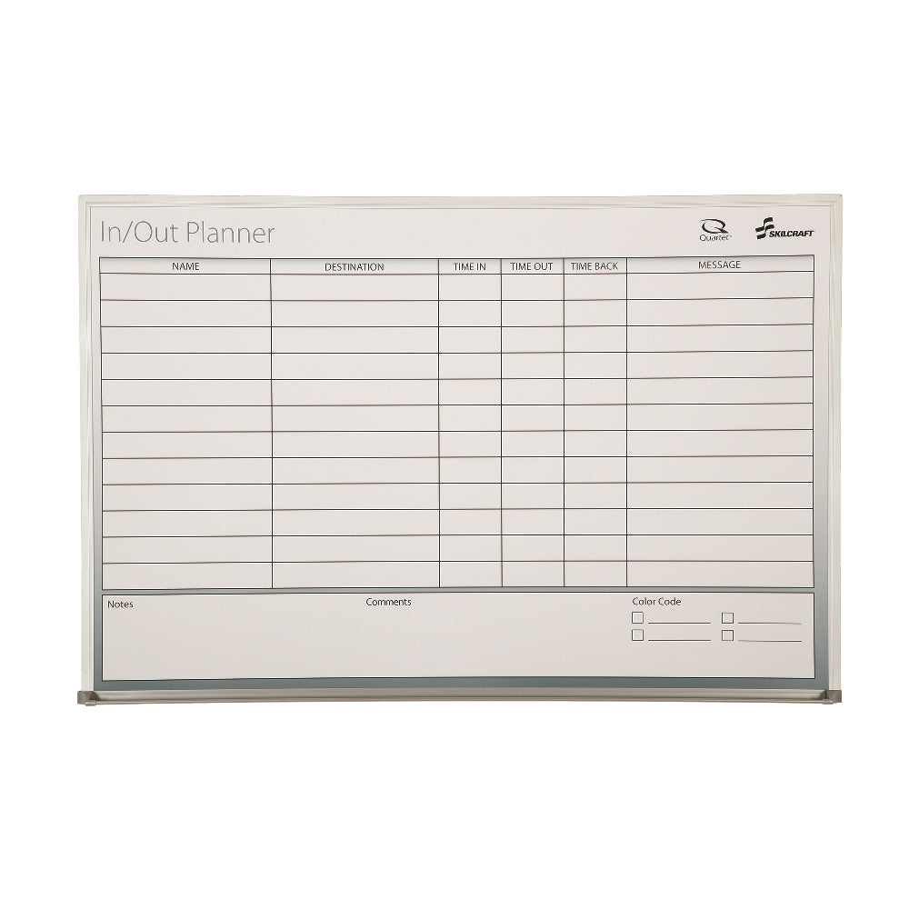 Image of Quartet® SKILCRAFT® Dry Erase Non-Magnetic In/Out Planner Board, 36" x 24"