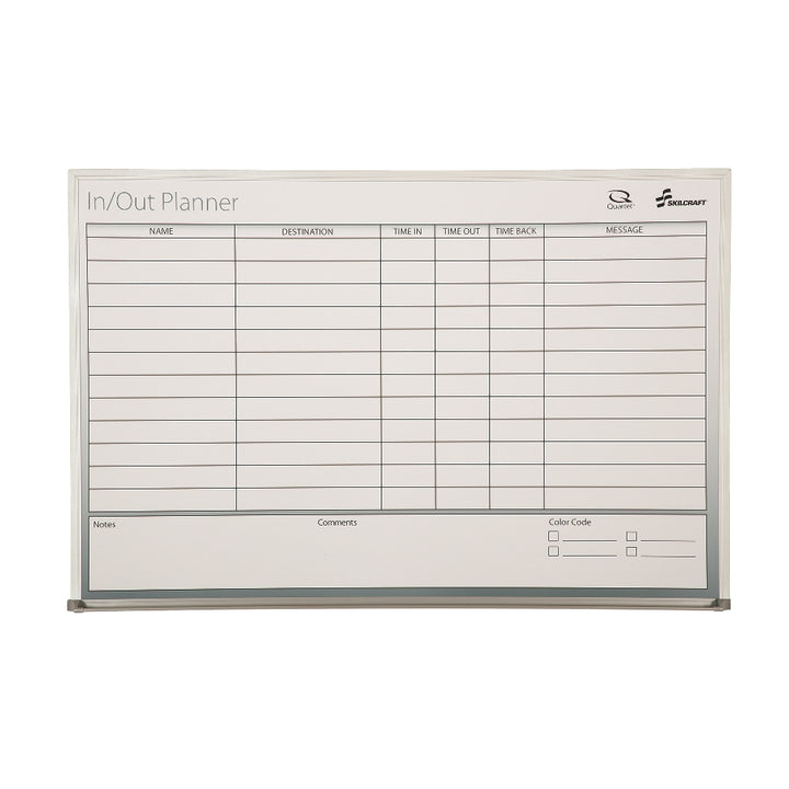 Image of Quartet® SKILCRAFT® Dry Erase Non-Magnetic In/Out Planner Board, 36" x 24"