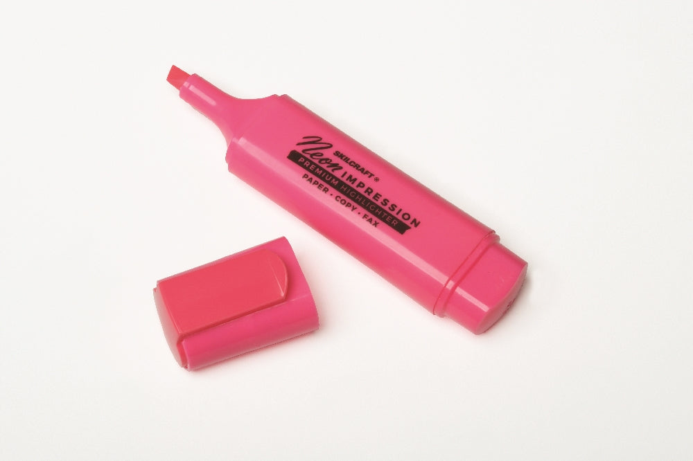 Image of SKILCRAFT® Neon Flat Highlighter, Pink Ink, Case of 12 Dozen