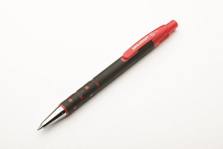 Image of SKILCRAFT® Rubberized Ballpoint Pen, Red Ink, Fine Point, Case of 12 Dozen