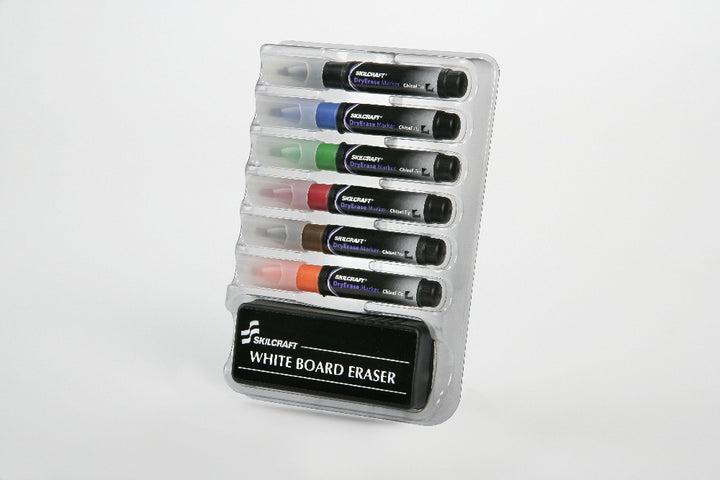 Image of SKILCRAFT® 6-Marker Dry Erase Kit, Case of 36 Sets
