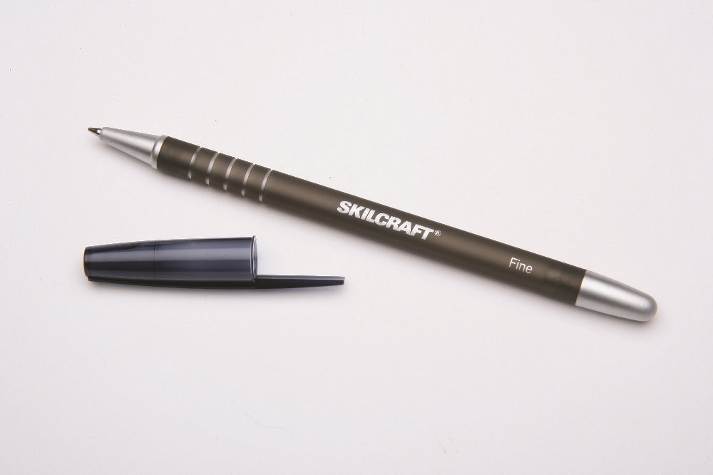 Image of SKILCRAFT® Rubberized/Refillable Ballpoint Pen, Black Ink, Fine Point, Case of 12 Dozen