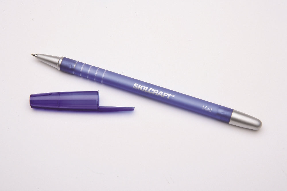 Image of SKILCRAFT® Rubberized/Refillable Ballpoint Pen, Blue Ink, Medium Point, Case of 12 Dozen