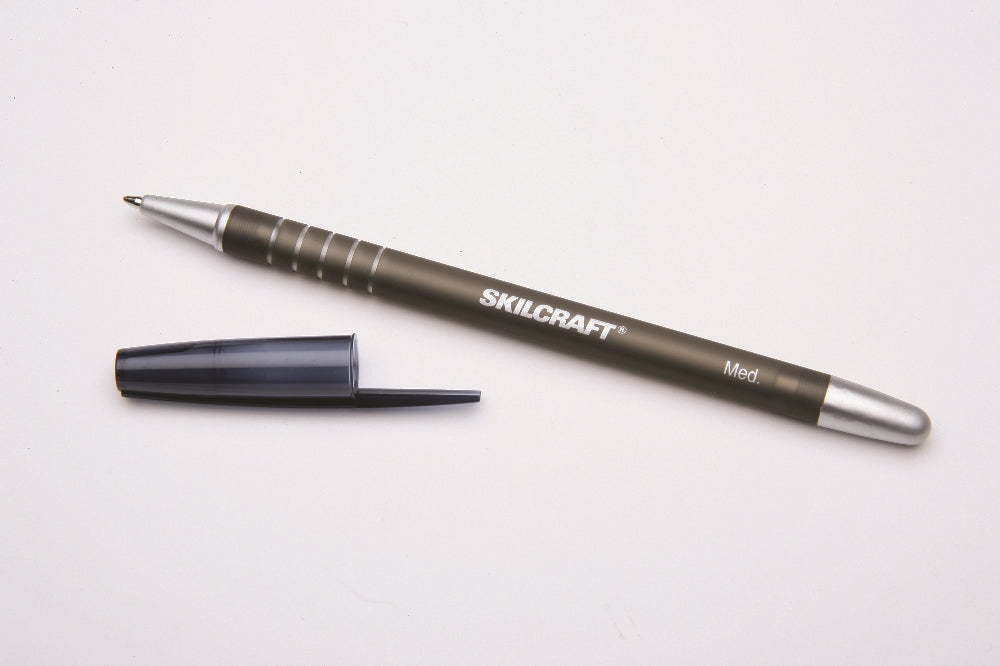 Image of SKILCRAFT® Rubberized/Refillable Ballpoint Pen, Black Ink, Medium Point, Case of 12 Dozen
