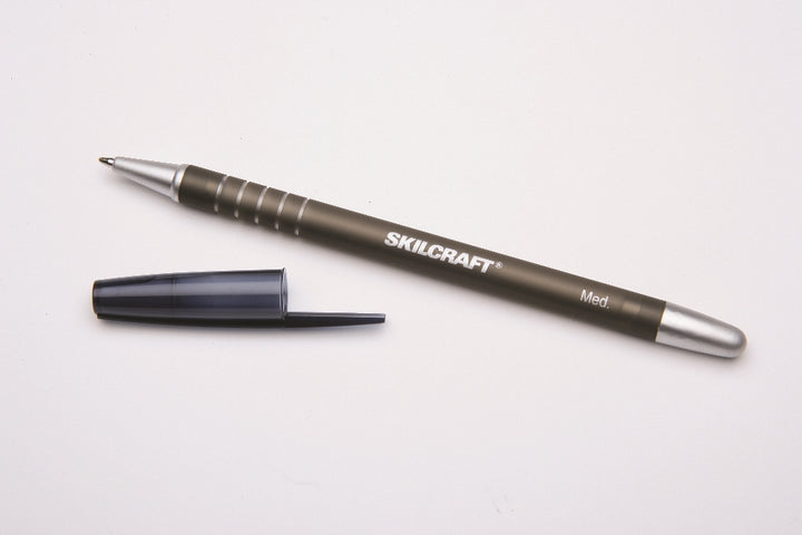 Image of SKILCRAFT® Rubberized/Refillable Ballpoint Pen, Black Ink, Medium Point, Case of 12 Dozen