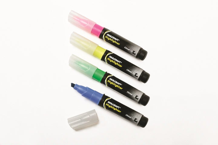 Image of SKILCRAFT® Large Fluorescent Highlighter, Yellow/Pink/Blue/Green Ink