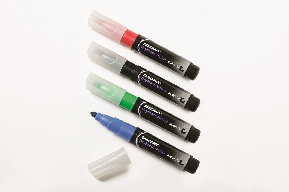 Image of SKILCRAFT® Dry Erase Marker, Bullet Tip, 4 Color Set