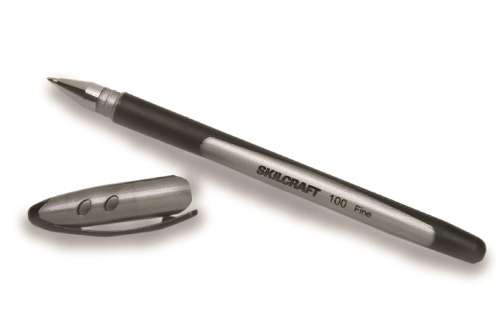 Image of SKILCRAFT® 100 Rubberized Stick Pen, Black Ink, Fine Point
