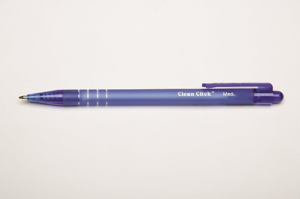 Image of SKILCRAFT® Clean Click™ Clean Click Retractable Pen, Blue Ink, Medium Point, Case of 12 Dozen