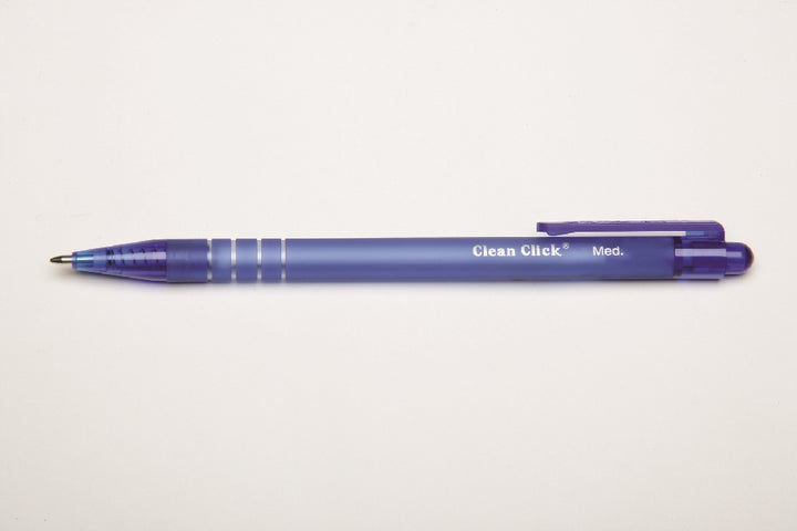 Image of SKILCRAFT® Clean Click™ Clean Click Retractable Pen, Blue Ink, Medium Point, Case of 12 Dozen