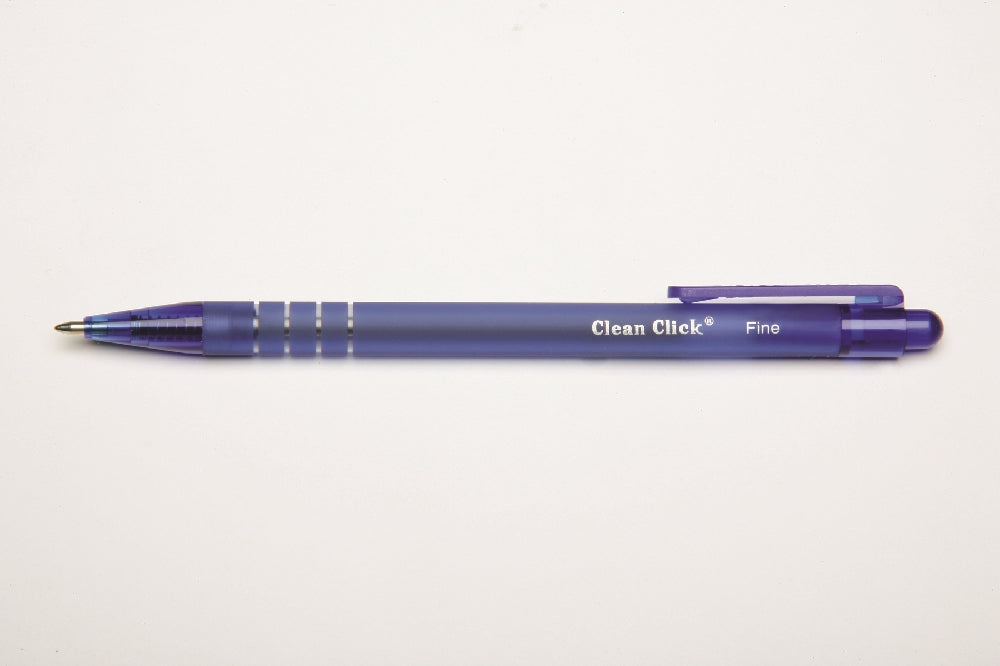 Image of SKILCRAFT® Clean Click™ Clean Click Retractable Pen, Blue Ink, Fine Point, Case of 12 Dozen
