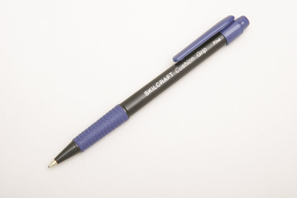 Image of SKILCRAFT® Cushion Grip Retractable Pen, Blue Ink, Fine Point