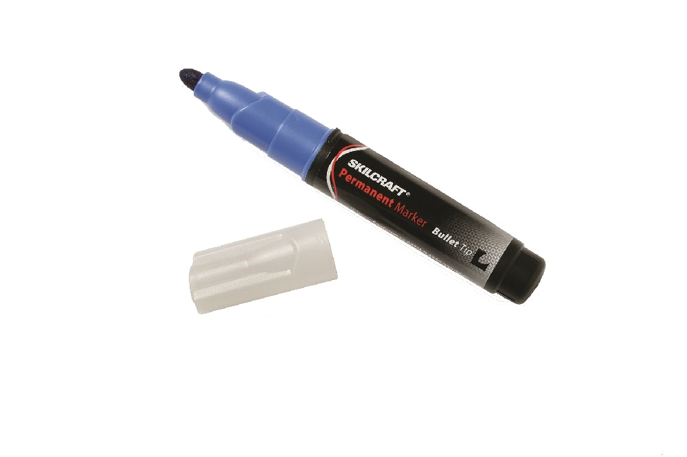 Image of SKILCRAFT® Large Permanent Marker, Bullet Tip, Blue Ink