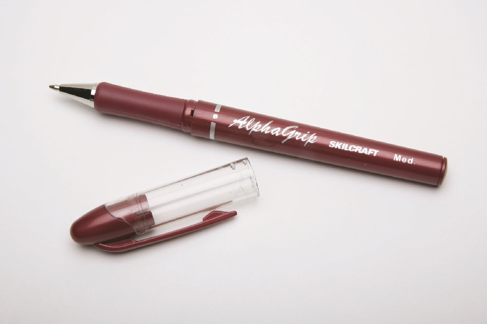 Image of SKILCRAFT® AlphaGrip Ballpoint Pen, Red Ink, Medium Point