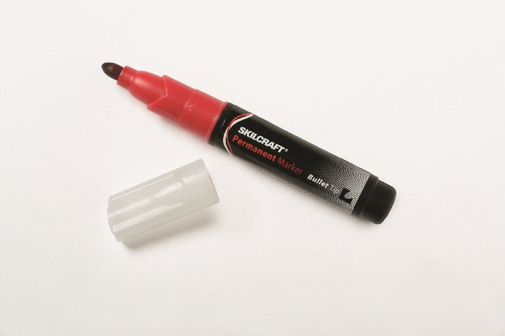 Image of SKILCRAFT® Large Permanent Marker, Bullet Tip, Red Ink, Case of 36 Dozen