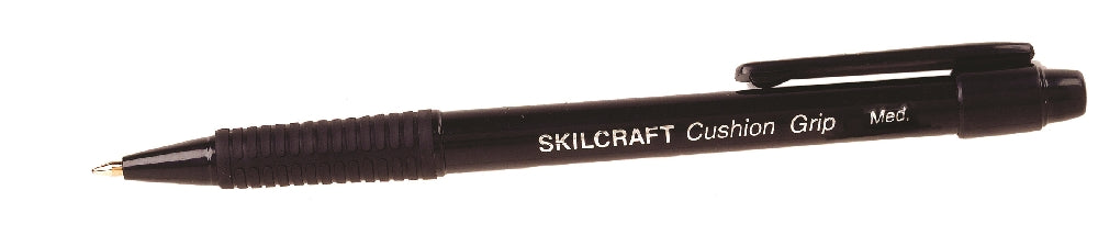 Image of SKILCRAFT® Cushion Grip Retractable Pen, Black Ink, Medium Point, Case of 12 Dozen
