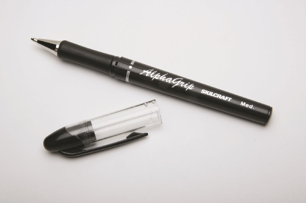 Image of SKILCRAFT® AlphaGrip Ballpoint Pen, Black Ink, Medium Point, Case of 12 Dozen