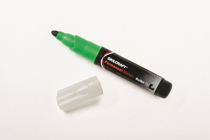 Image of SKILCRAFT® Large Permanent Marker, Bullet Tip, Green Ink