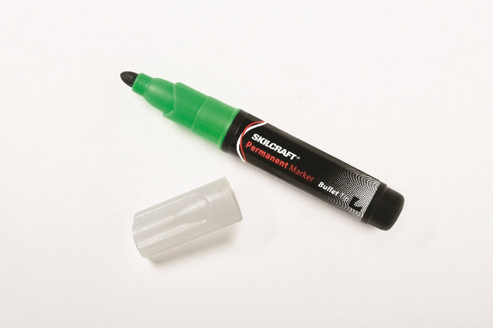 Image of SKILCRAFT® Large Permanent Marker, Bullet Tip, Green Ink, Case of 36 Dozen