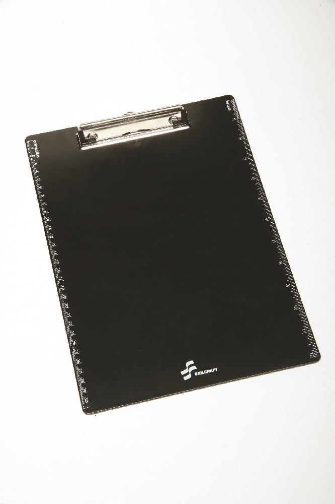 Image of SKILCRAFT® Recycled Plastic Clipboard w/Screen Printed Ruler, Black/White, 1 Each