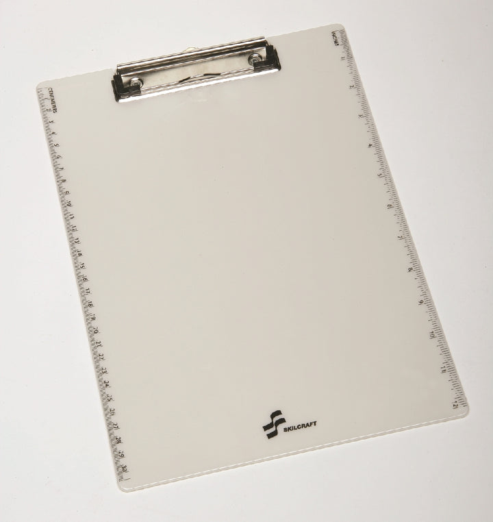 Image of SKILCRAFT® Recycled Plastic Clipboard w/Screen Printed Ruler, Pearl White/Black