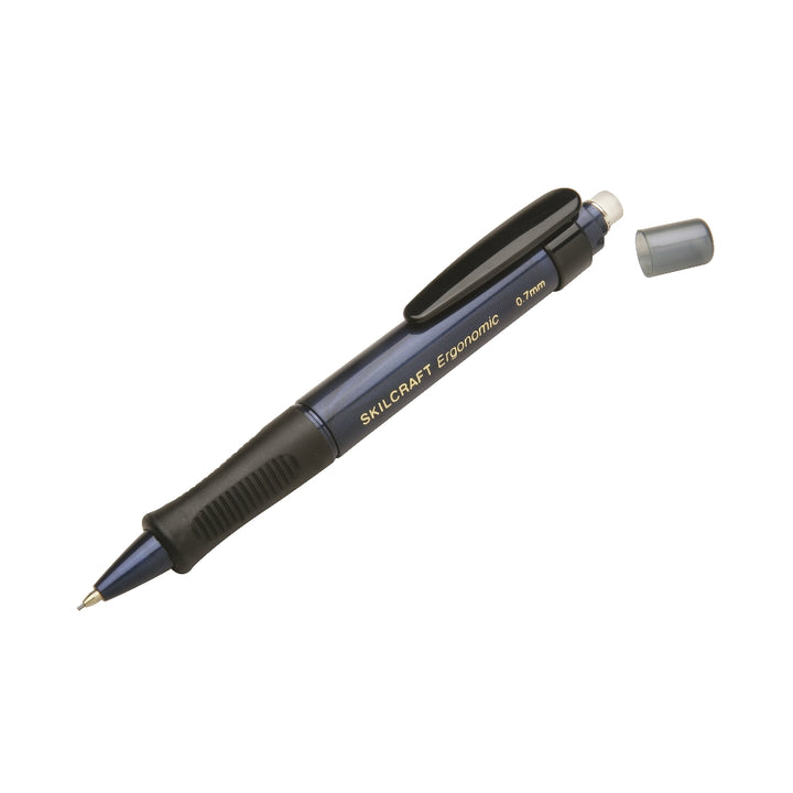 Image of SKILCRAFT® Ergonomic Mechanical Pencil, Medium Point, Blue Barrel, 6/Box, Case of 12 Boxes
