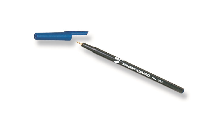 Image of SKILCRAFT® Environmental Ballpoint Stick Pen, Blue Ink, Fine Point, Case of 12 Dozen