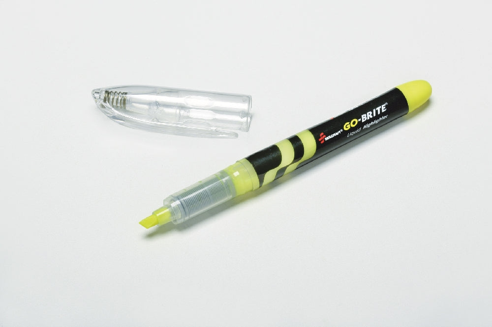 Image of SKILCRAFT® go-brite® Go-Brite Liquid Highlighter, Yellow Ink, 6/Box, Case of 12 Boxes