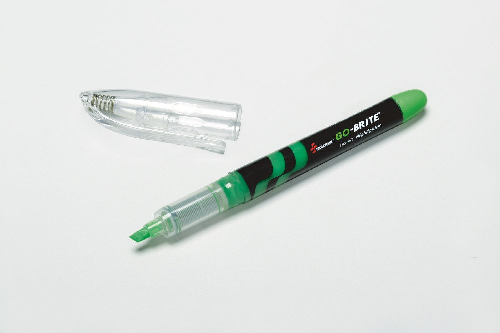 Image of SKILCRAFT® go-brite® Go-Brite Liquid Highlighter, Green Ink, 6/Box, Case of 12 Boxes