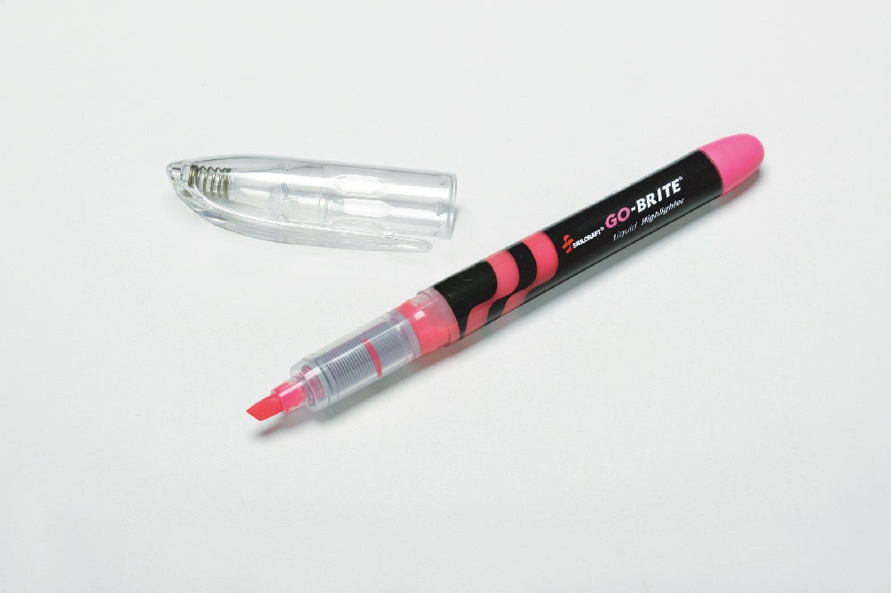 Image of SKILCRAFT® go-brite® Go-Brite Liquid Highlighter, Pink Ink, 6/Box, Case of 12 Boxes