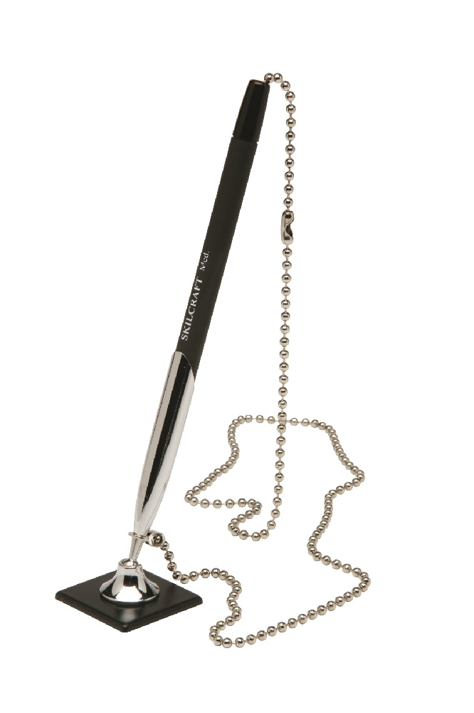 Image of SKILCRAFT® Rubberized Chain Pen, Black Ink, Medium Point