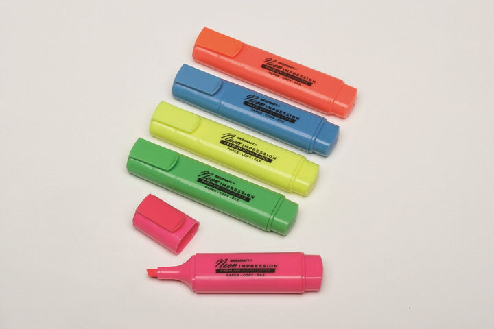 Image of SKILCRAFT® Neon Flat Highlighter, Blue/Green/Orange/Pink/Yellow Ink, Case of 12 Sets