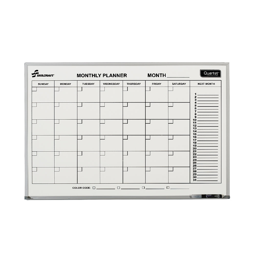 Image of Quartet® SKILCRAFT® 1-Month Calendar Planner Board, Aluminum Frame